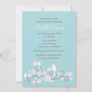 Invitations de douches pour oiseaux et fleurs