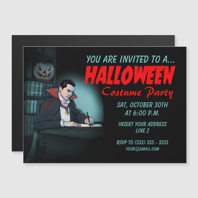 Invitations de Dracula pour le parti Halloween (Devant / Derrière)