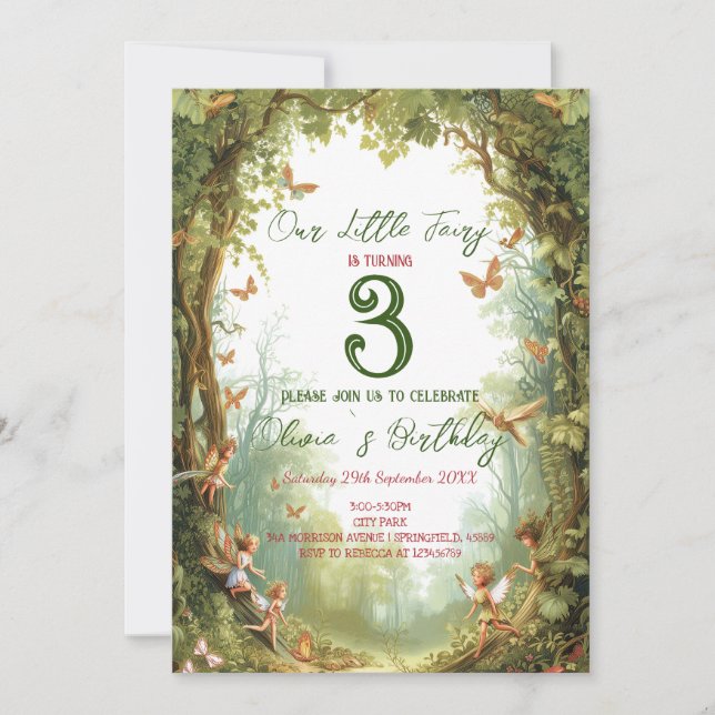 Invitations de Fairy Tale Forest Anniversaire de e (Devant)