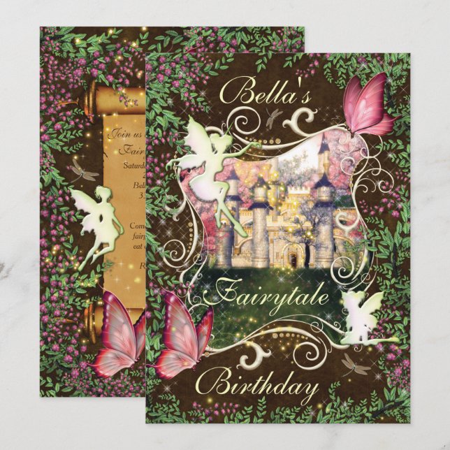 Invitations de Fairytale Forest Enchanted Party (Devant / Derrière)