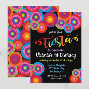 Invitations de fans de fleur de papier Fiesta mexi