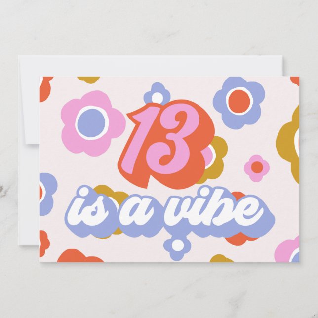 Invitations de fête 13e anniversaire Fille Fleur P (Devant)