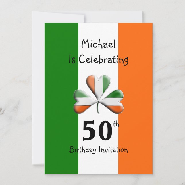 Invitations de fête à thème irlandais (Devant)
