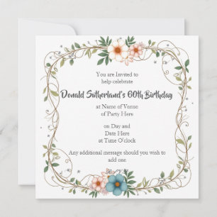 Invitations de fête avec une frontière fleurie.