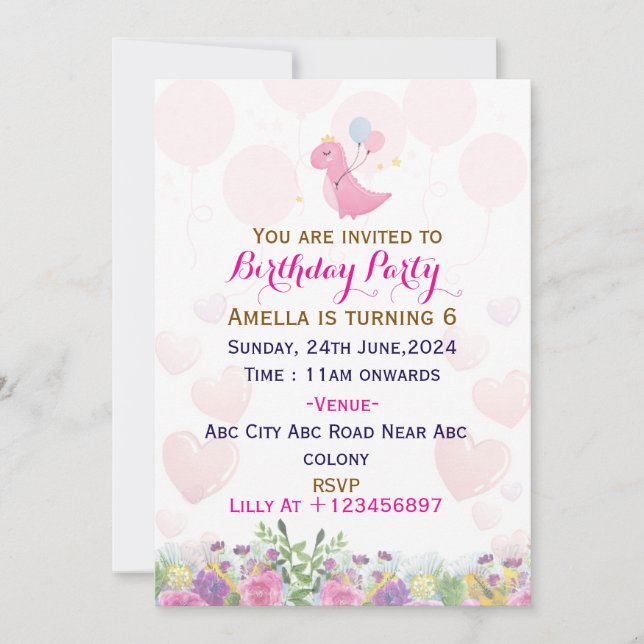 Invitations de fête d'anniversaire (Devant)