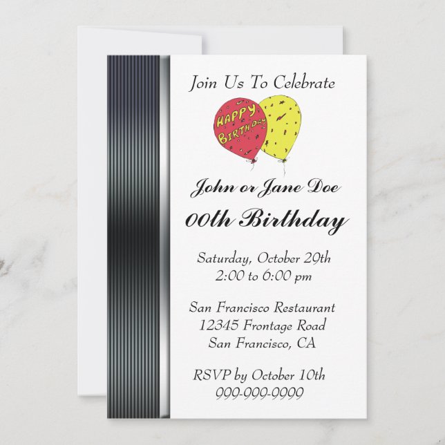 Invitations de fête d'anniversaire (Devant)