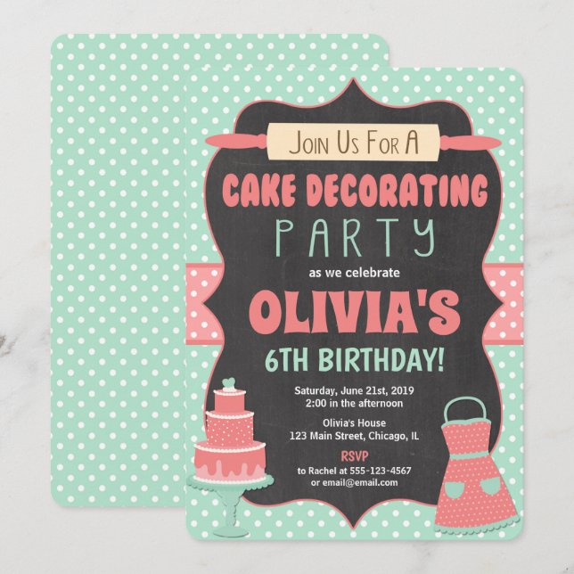 Invitations de fête d'anniversaire à la décoration (Devant / Derrière)