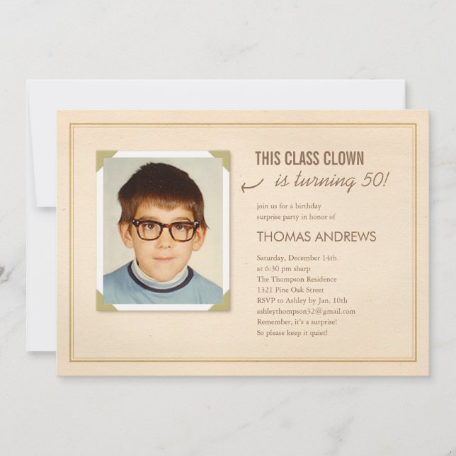 Invitations de fête d'anniversaire à la surprise d (Devant)