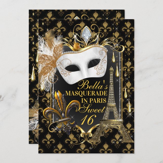 Invitations de fête d'anniversaire à Paris (Devant / Derrière)