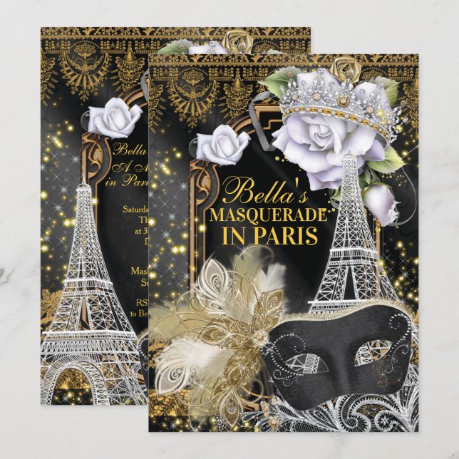 Invitations de fête d'anniversaire à Paris (Devant / Derrière)