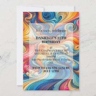 Invitations de fête d'anniversaire Abstrait Wavy D
