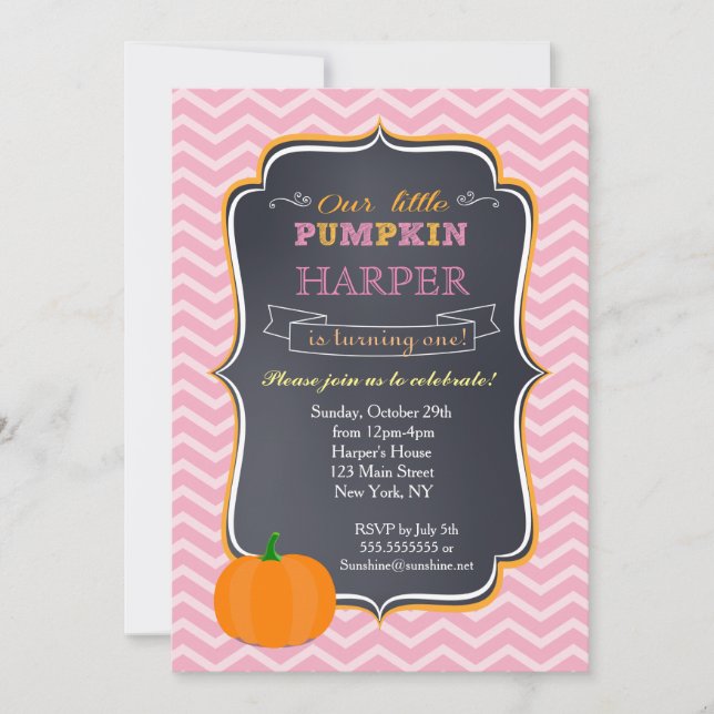 Invitations de fête d'anniversaire citrouille (Devant)