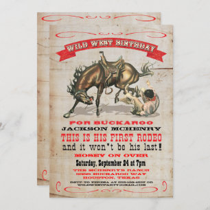 Invitations de fête d'anniversaire Cowboy Western 