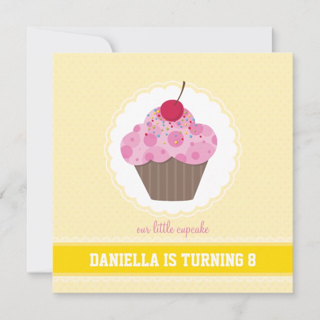 Invitations DE FÊTE D'ANNIVERSAIRE :: cupcake 3SQ (Devant)