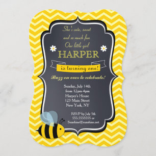 Invitations de fête d'anniversaire d'abeilles