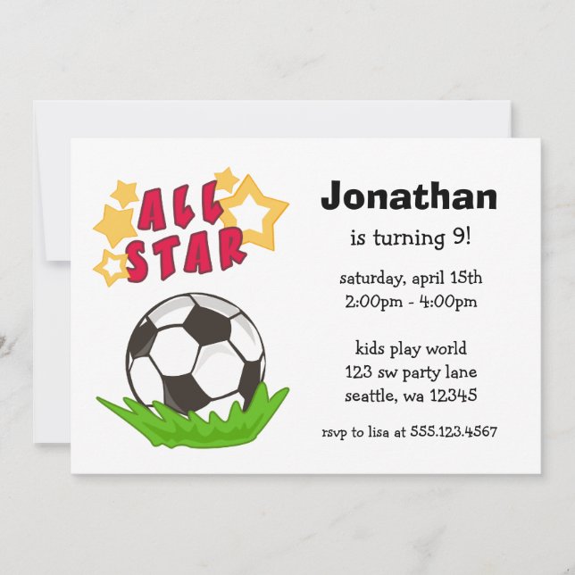 Invitations de fête d'anniversaire d'All Star du (Devant)