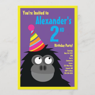 Invitations de fête d'anniversaire de Ape Animal