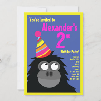 Invitations de fête d'anniversaire de Ape Animal