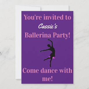 Invitations de fête d'anniversaire de Ballerina
