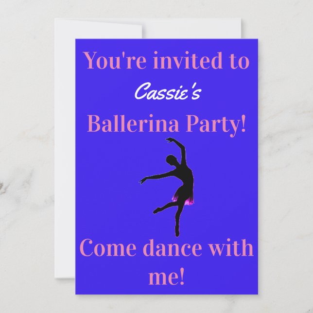 Invitations de fête d'anniversaire de Ballerina (Devant)