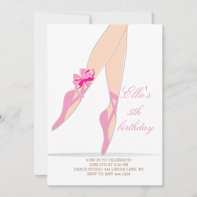 Invitations de fête d'anniversaire de Ballerina (Devant)