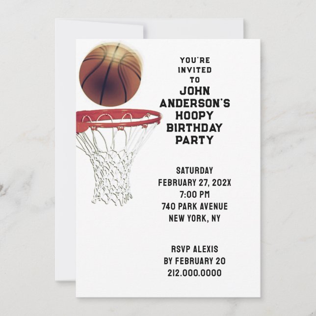 Invitations de fête d'anniversaire de basket-ball (Devant)