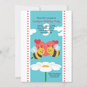 Invitations de fête d'anniversaire de Bee Couple