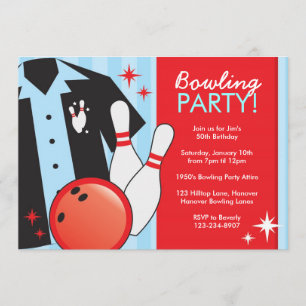 Invitations de fête d'anniversaire de bowling