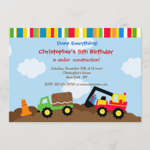 Invitations de fête d'anniversaire de camion à