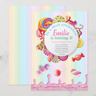 Invitations de fête d'anniversaire de Candyland