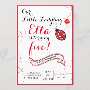 Invitations de fête d'anniversaire de coccinelle