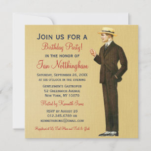 Invitations de fête d'anniversaire de Dapper Gentl