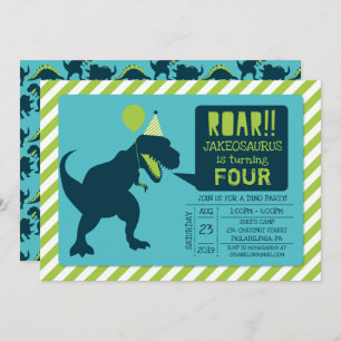Invitations de fête d'anniversaire de Dinosaur