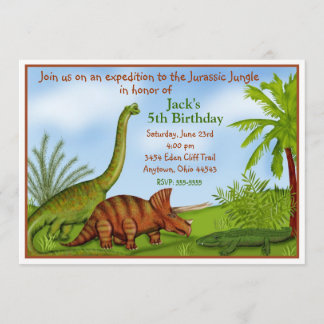 Invitations de fête d'anniversaire de dinosaure