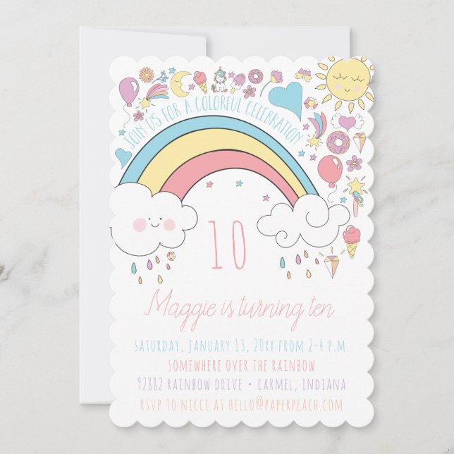 Invitations de fête d'anniversaire de filles de (Devant)