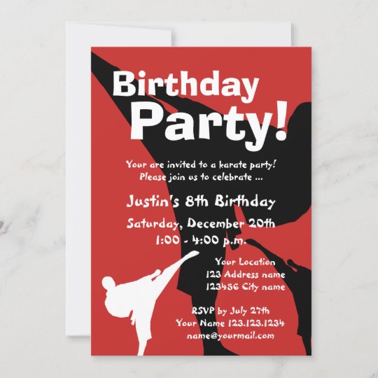 Invitations De Fete D Anniversaire De Karate Pour Zazzle Fr