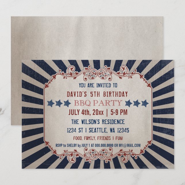 Invitations de fête d'anniversaire de la fête comm (Devant / Derrière)