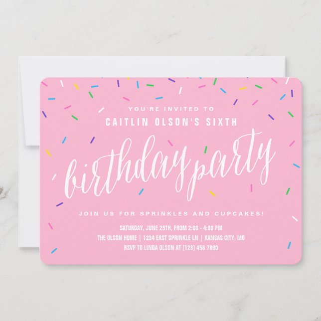 Invitations de fête d'anniversaire de la fille de  (Devant)