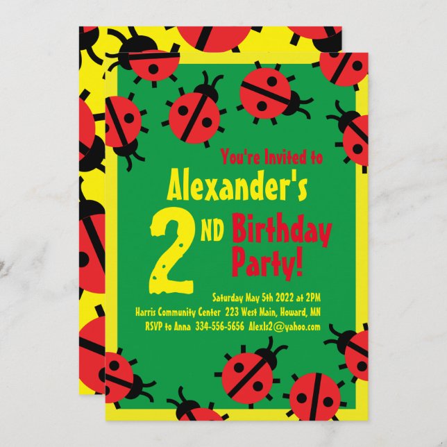 Invitations de fête d'anniversaire de l'animal Lad (Devant / Derrière)