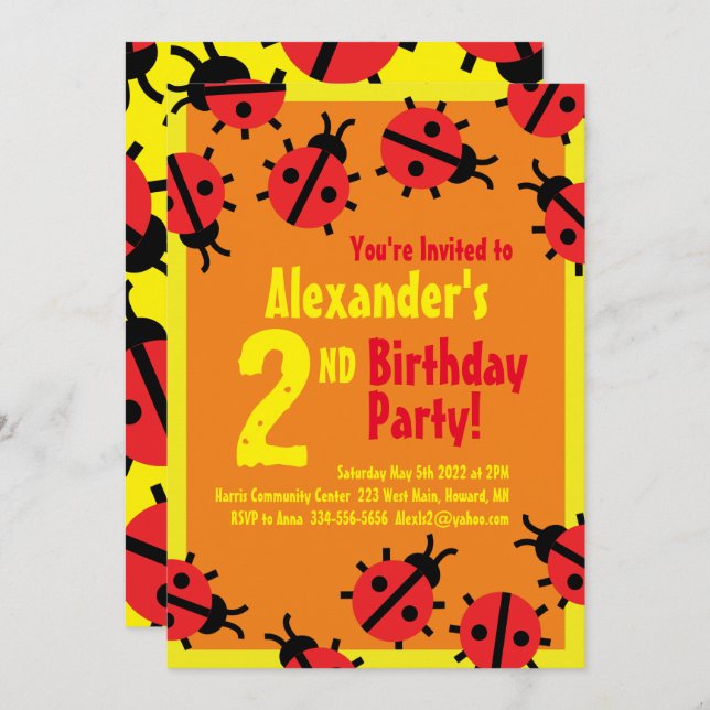 Invitations de fête d'anniversaire de l'animal Lad (Devant / Derrière)