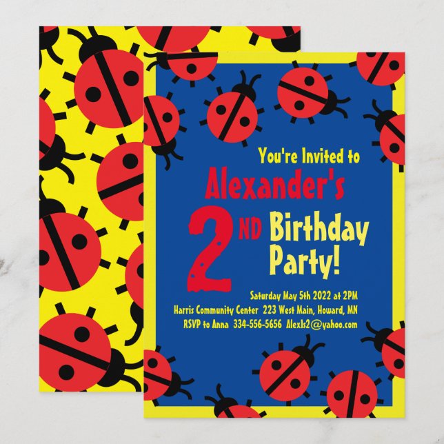 Invitations de fête d'anniversaire de l'animal Lad (Devant / Derrière)