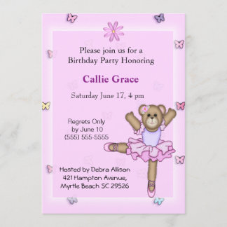 Invitations de fête d'anniversaire de l'ours de Ba