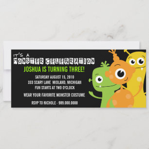 Invitations de fête d'anniversaire de Monster Bash