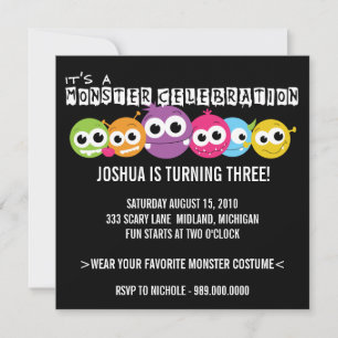Invitations de fête d'anniversaire de Monster Bash