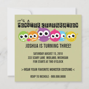 Invitations de fête d'anniversaire de Monster Bash