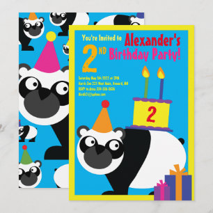 Invitations de fête d'anniversaire de Panda Animal