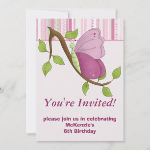 Invitations de fête d'anniversaire de papillon