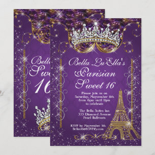 Invitations de fête d'anniversaire de Paris Bling