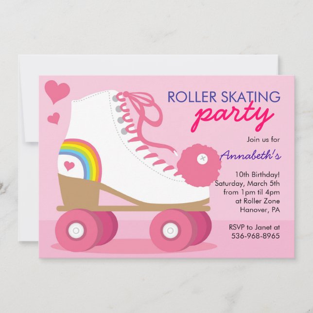 Invitations de fête d'anniversaire de patinage de (Devant)