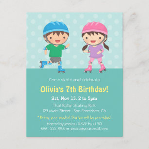 Invitations de fête d'anniversaire de patinage de